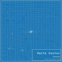 Blueprint US city map of Smith Center, Kansas.
