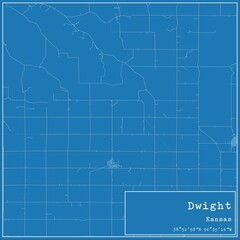 Blueprint US city map of Dwight, Kansas.