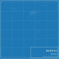 Blueprint US city map of Andale, Kansas.