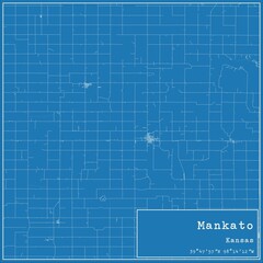 Blueprint US city map of Mankato, Kansas.