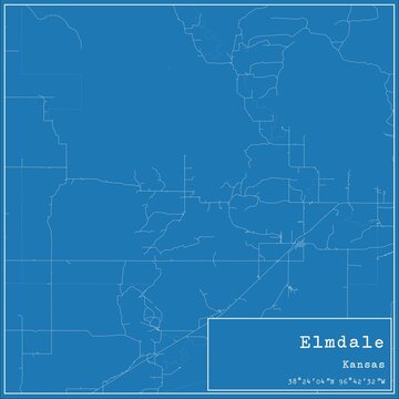 Blueprint US city map of Elmdale, Kansas.