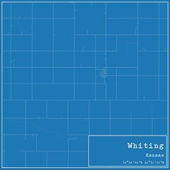 Obraz premium Blueprint US city map of Whiting, Kansas.