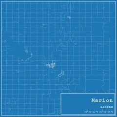 Obraz premium Blueprint US city map of Marion, Kansas.