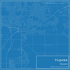 Fototapeta premium Blueprint US city map of Topeka, Kansas.