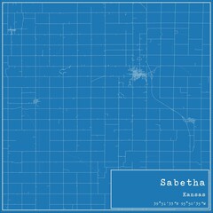 Obraz premium Blueprint US city map of Sabetha, Kansas.