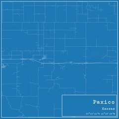 Blueprint US city map of Paxico, Kansas.