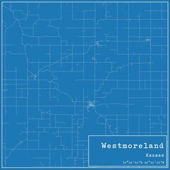 Blueprint US city map of Westmoreland, Kansas.
