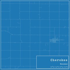 Blueprint US city map of Cherokee, Kansas.