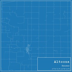 Blueprint US city map of Altoona, Kansas.