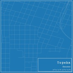 Obraz premium Blueprint US city map of Topeka, Kansas.