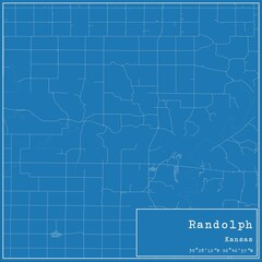 Obraz premium Blueprint US city map of Randolph, Kansas.