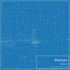 Blueprint US city map of Wamego, Kansas.