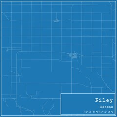 Blueprint US city map of Riley, Kansas.