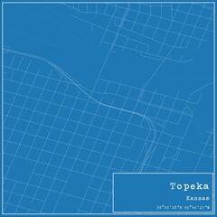 Blueprint US city map of Topeka, Kansas.