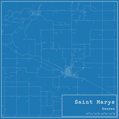 Fototapeta premium Blueprint US city map of Saint Marys, Kansas.
