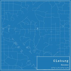 Blueprint US city map of Olsburg, Kansas.