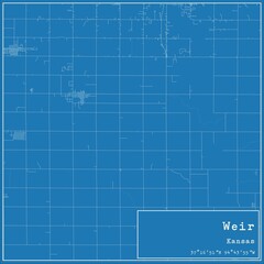 Blueprint US city map of Weir, Kansas.