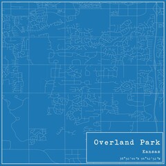 Blueprint US city map of Overland Park, Kansas.