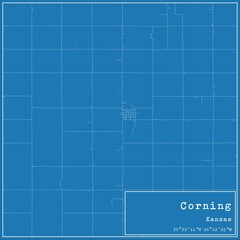 Blueprint US city map of Corning, Kansas.