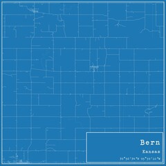 Blueprint US city map of Bern, Kansas. - obrazy, fototapety, plakaty