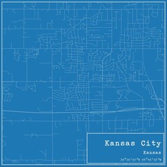 Obraz premium Blueprint US city map of Kansas City, Kansas.