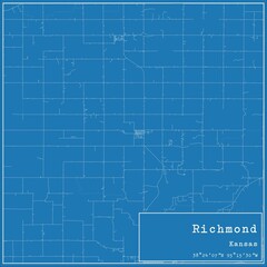 Blueprint US city map of Richmond, Kansas.
