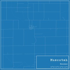 Obraz premium Blueprint US city map of Muscotah, Kansas.