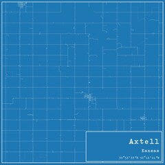 Blueprint US city map of Axtell, Kansas.