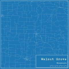 Obraz premium Blueprint US city map of Walnut Grove, Missouri.