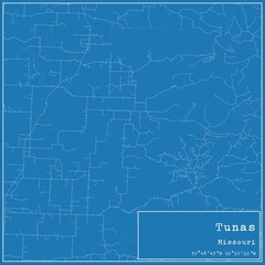Blueprint US city map of Tunas, Missouri.