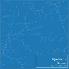 Blueprint US city map of Spokane, Missouri.