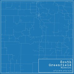 Blueprint US city map of South Greenfield, Missouri.