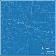 Blueprint US city map of Seymour, Missouri.