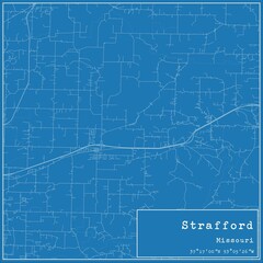 Blueprint US city map of Strafford, Missouri.