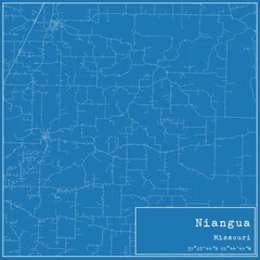 Blueprint US city map of Niangua, Missouri.