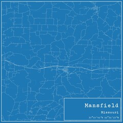 Blueprint US city map of Mansfield, Missouri.
