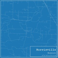 Obraz premium Blueprint US city map of Morrisville, Missouri.