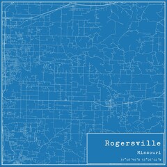 Fototapeta premium Blueprint US city map of Rogersville, Missouri.