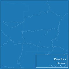 Blueprint US city map of Rueter, Missouri.