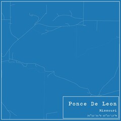Blueprint US city map of Ponce De Leon, Missouri.