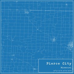 Blueprint US city map of Pierce City, Missouri.