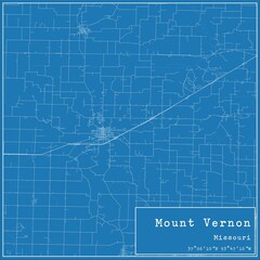 Blueprint US city map of Mount Vernon, Missouri.