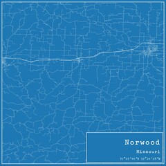 Blueprint US city map of Norwood, Missouri.