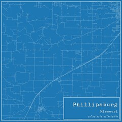 Blueprint US city map of Phillipsburg, Missouri.