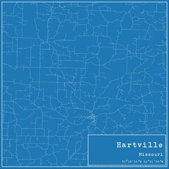 Blueprint US city map of Hartville, Missouri.