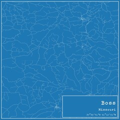 Blueprint US city map of Boss, Missouri.