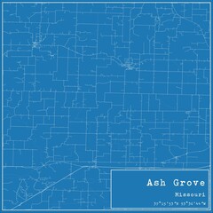 Obraz premium Blueprint US city map of Ash Grove, Missouri.