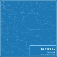 Blueprint US city map of Montreal, Missouri.