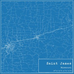 Obraz premium Blueprint US city map of Saint James, Missouri.