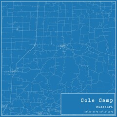 Blueprint US city map of Cole Camp, Missouri.